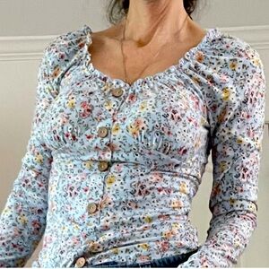 NWT  SOFT BRUSHED JERSEY TOP ILLUSION TINY WAIST FLATTERING!